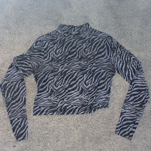 ASOS size 10 semi sheer zebra long sleeve shirt